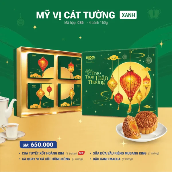 Hộp Bánh Trung Thu KIDO Mỹ Vị Cát Tường - Xanh