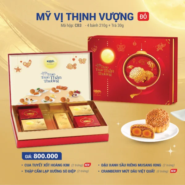 Hộp Bánh Trung Thu KIDO Mỹ Vị Thịnh Vượng - Đỏ